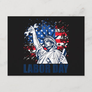 Funny Statue Of Liberty USA Flag Labor Day Patriot Enclosure Card
