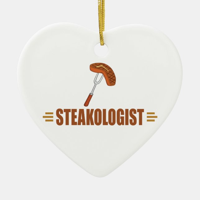 Funny Steak Ceramic Ornament (Front)