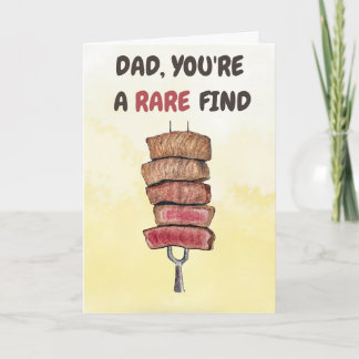 Funny Steak Father's Day Card - Rare Dad BBQ Humor