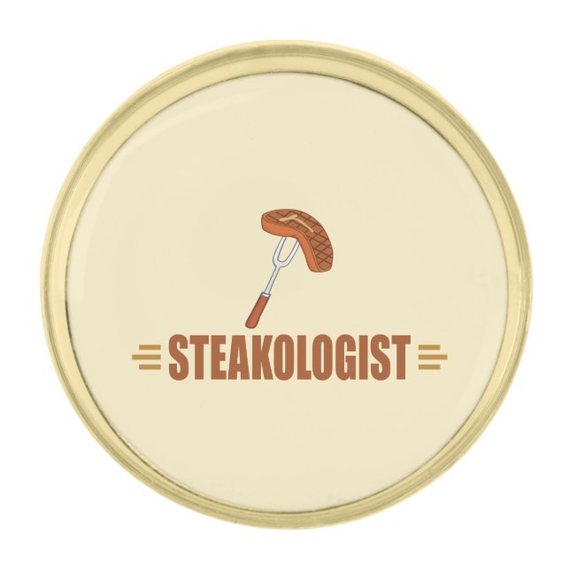 Funny Steak Gold Finish Lapel Pin (Front)