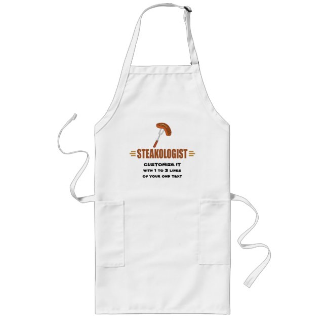Funny Steak Long Apron (Front)