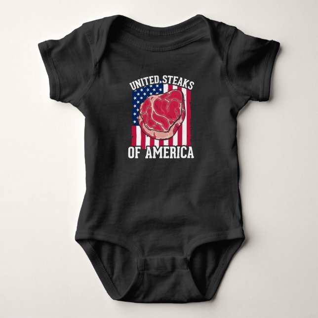Funny Steaks Lover American Meat Butcher Humor Baby Bodysuit (Front)