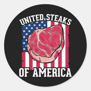 Funny Steaks Lover American Meat Butcher Humor Classic Round Sticker