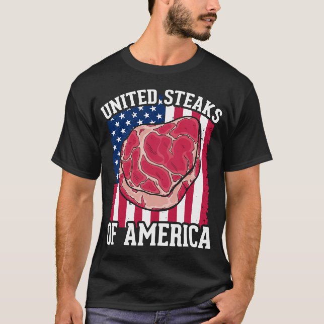 Funny Steaks Lover American Meat Butcher Humor T-Shirt (Front)