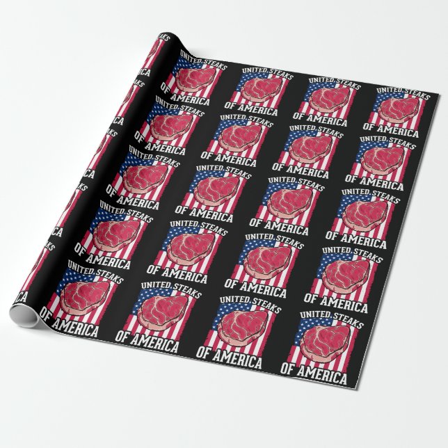 Funny Steaks Lover American Meat Butcher Humor Wrapping Paper (Unrolled)
