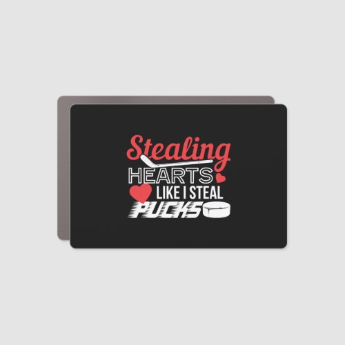 Funny Stealing Hearts Pucks Valentine s Day Hockey Car Magnet