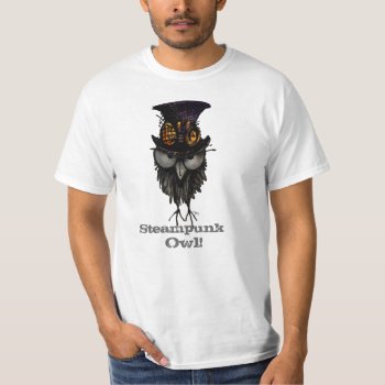 Funny Steampunk Owl T-shirt by StrangeStore at Zazzle