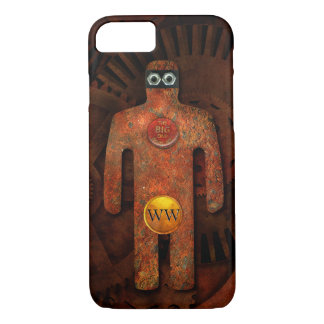 Funny Steampunk Robot - Brass Monogram Super Hero iPhone 8/7 Case