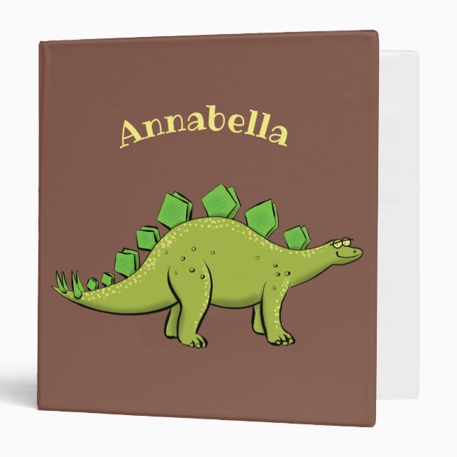 Funny stegosaurus dinosaur cartoon 3 ring binder (Front/Inside)