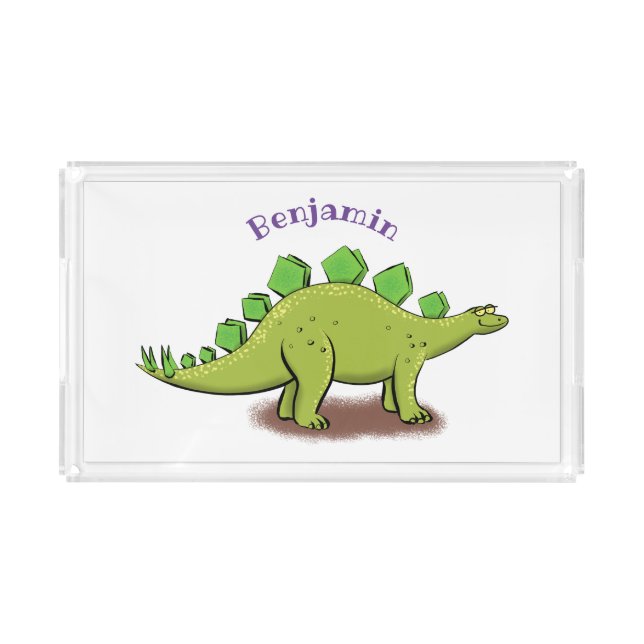 Funny stegosaurus dinosaur cartoon acrylic tray (Front)