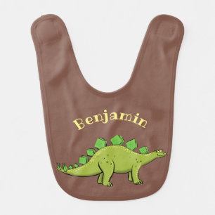 Funny stegosaurus dinosaur cartoon baby bib