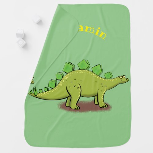 Funny stegosaurus dinosaur cartoon baby blanket