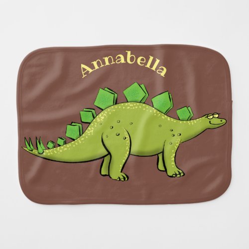 Funny stegosaurus dinosaur cartoon baby burp cloth