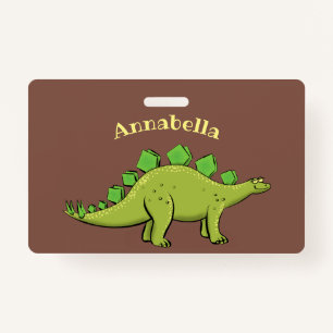 Funny stegosaurus dinosaur cartoon badge