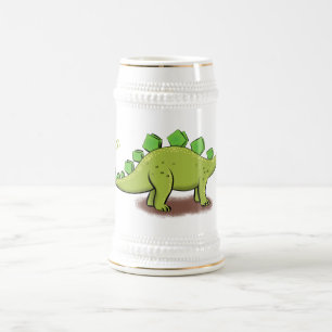 Funny stegosaurus dinosaur cartoon beer stein