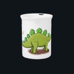 Funny stegosaurus dinosaur cartoon beverage pitcher<br><div class="desc">This fun sign features our green stegosaurus dinosaur cartoon. Add your own text to make it special.</div>