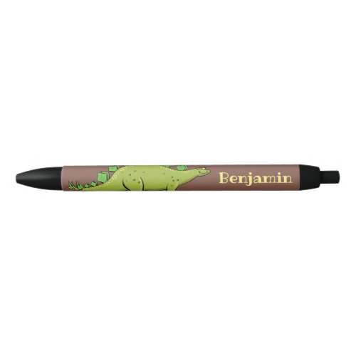 Funny stegosaurus dinosaur cartoon black ink pen