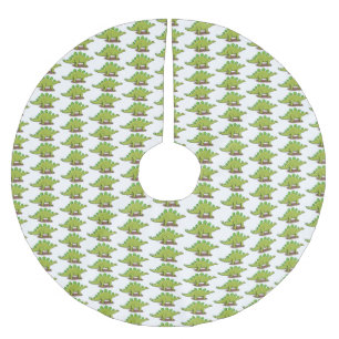 Funny stegosaurus dinosaur cartoon  brushed polyester tree skirt