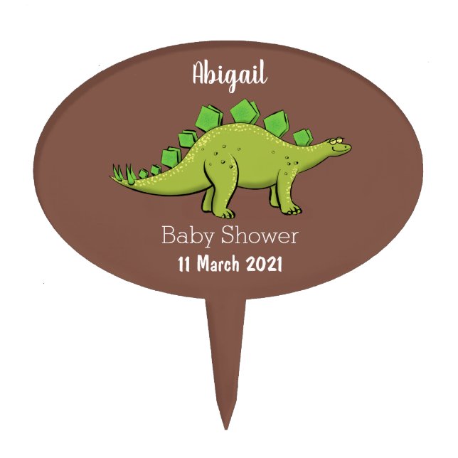 Funny stegosaurus dinosaur cartoon cake topper (Front)