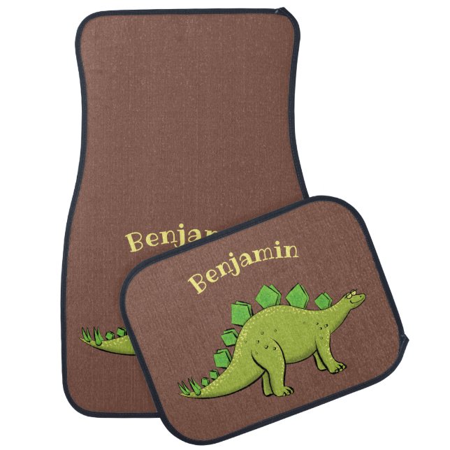 Funny stegosaurus dinosaur cartoon car floor mat (Set)