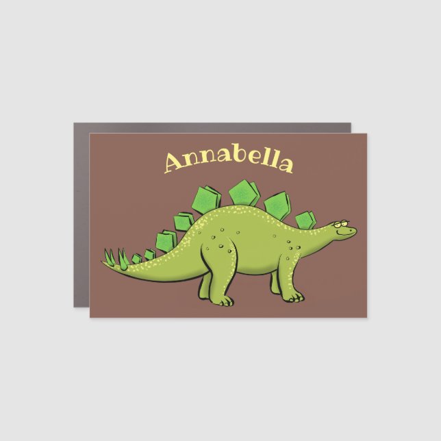 Funny stegosaurus dinosaur cartoon car magnet (Front)