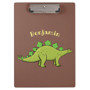 Funny stegosaurus dinosaur cartoon clipboard