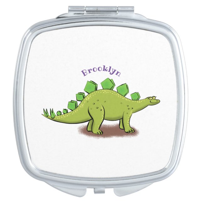 Funny stegosaurus dinosaur cartoon compact mirror (Front)