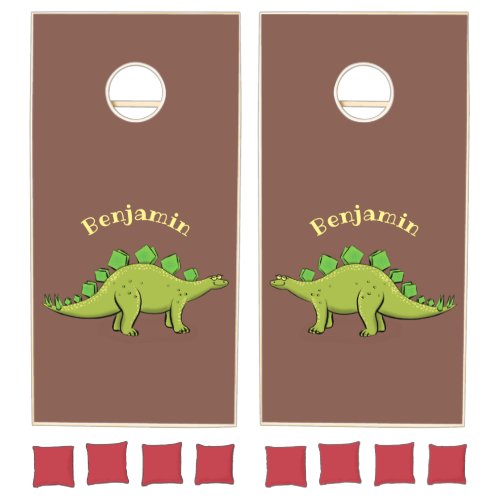 Funny stegosaurus dinosaur cartoon cornhole set