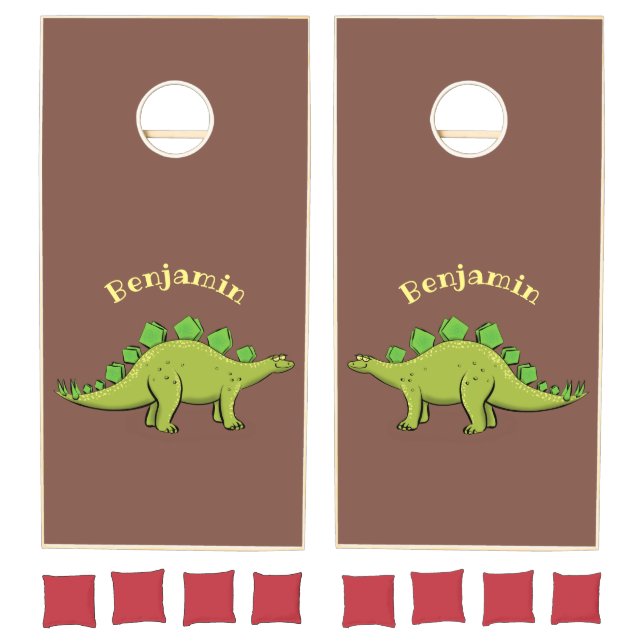 Funny stegosaurus dinosaur cartoon cornhole set (Set)