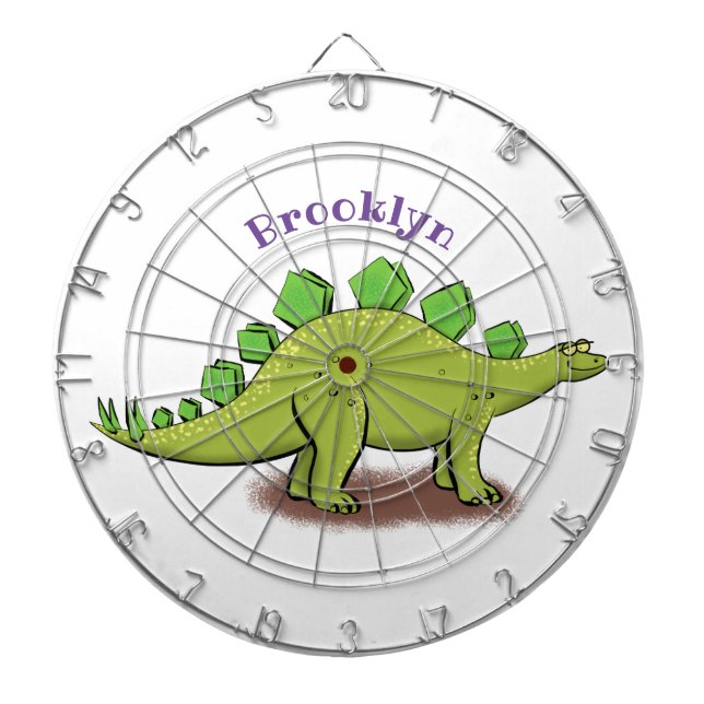 Funny stegosaurus dinosaur cartoon dart board (Front)