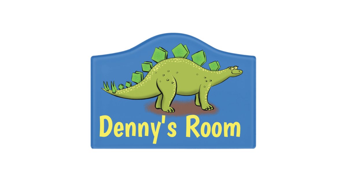 Funny Stegosaurus Dinosaur Cartoon Door Sign Zazzle Com