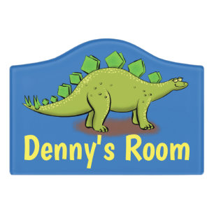 Funny stegosaurus dinosaur cartoon door sign