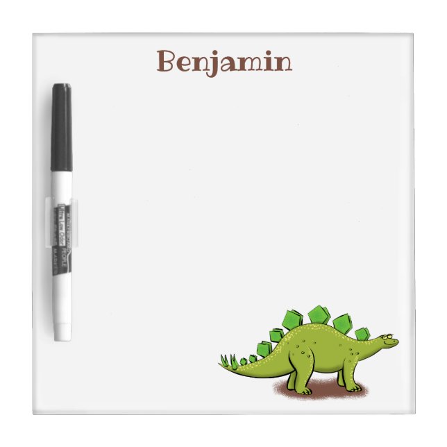 Funny stegosaurus dinosaur cartoon dry erase board (Front)