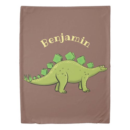 Funny stegosaurus dinosaur cartoon duvet cover