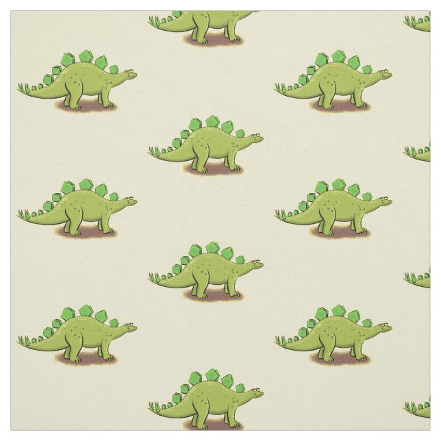 Funny stegosaurus dinosaur cartoon fabric (Swatch)