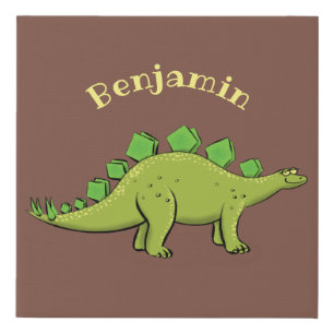 Funny stegosaurus dinosaur cartoon faux canvas print