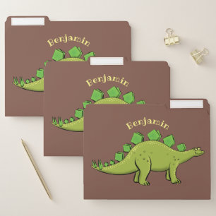 Funny stegosaurus dinosaur cartoon file folder