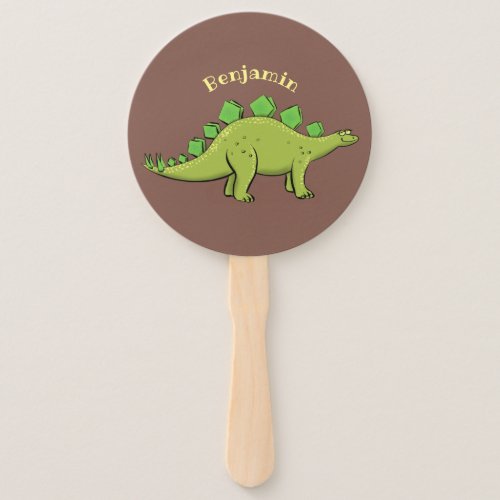 Funny stegosaurus dinosaur cartoon hand fan