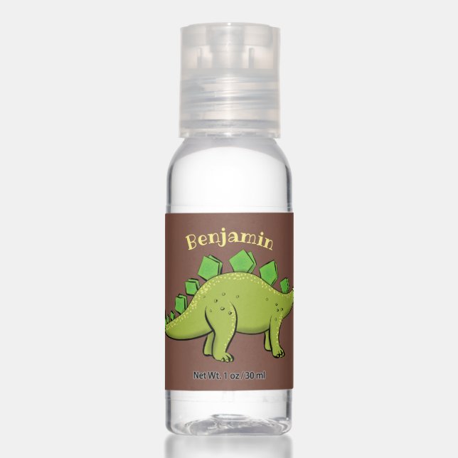 Funny stegosaurus dinosaur cartoon hand sanitizer (Front)