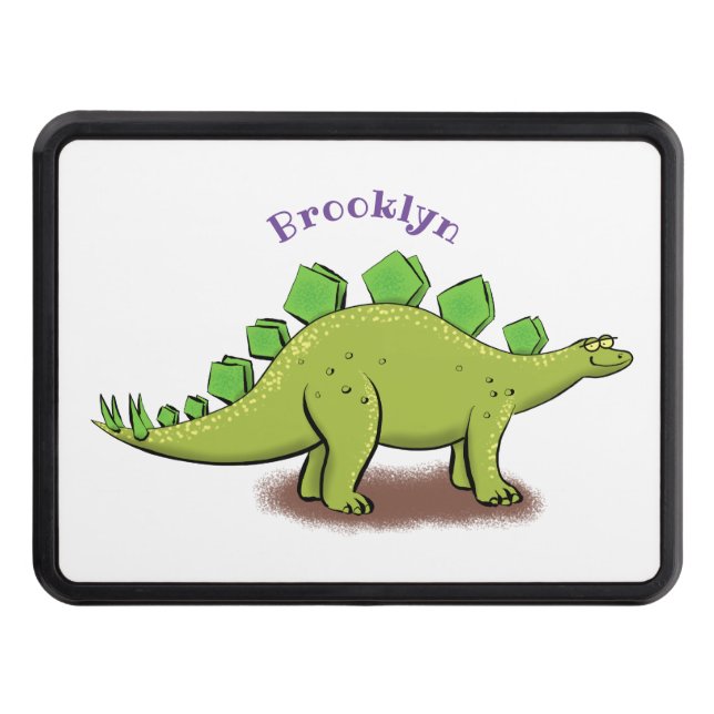 Funny stegosaurus dinosaur cartoon hitch cover (Front)