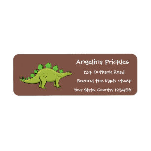 Funny stegosaurus dinosaur cartoon label