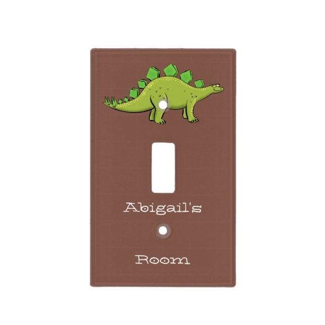 Funny stegosaurus dinosaur cartoon light switch cover (Front)