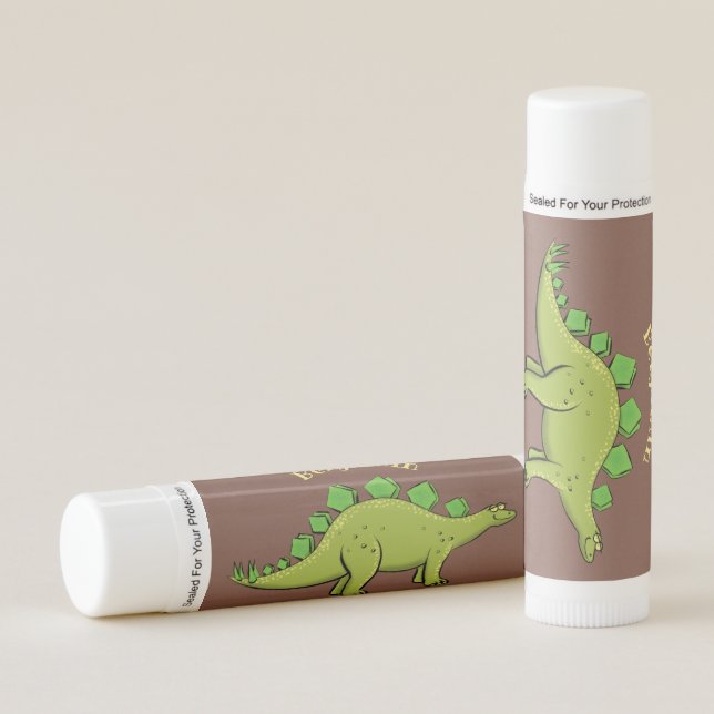 Funny stegosaurus dinosaur cartoon lip balm (Front)