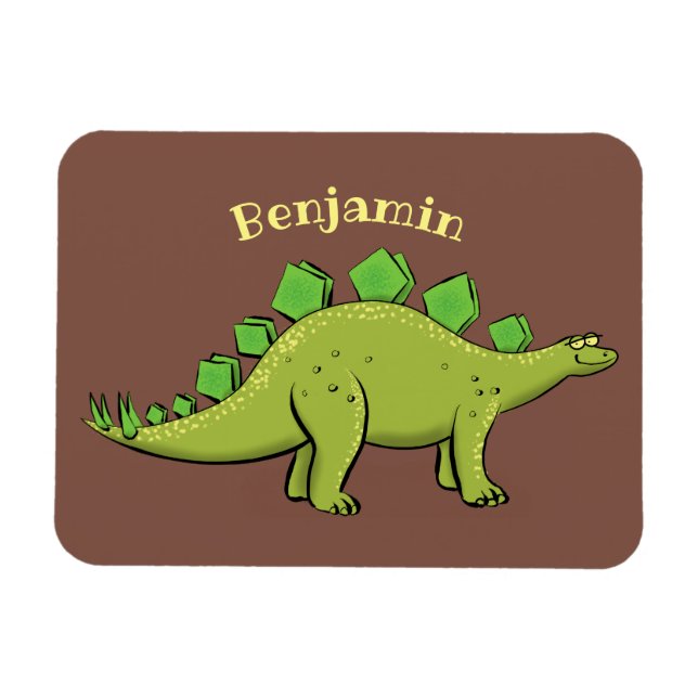 Funny stegosaurus dinosaur cartoon magnet (Horizontal)