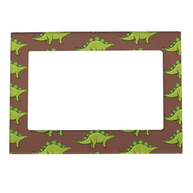 Funny stegosaurus dinosaur cartoon magnetic frame (Front)