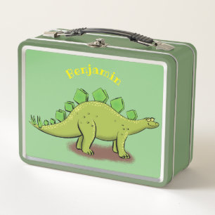 Funny stegosaurus dinosaur cartoon metal lunch box
