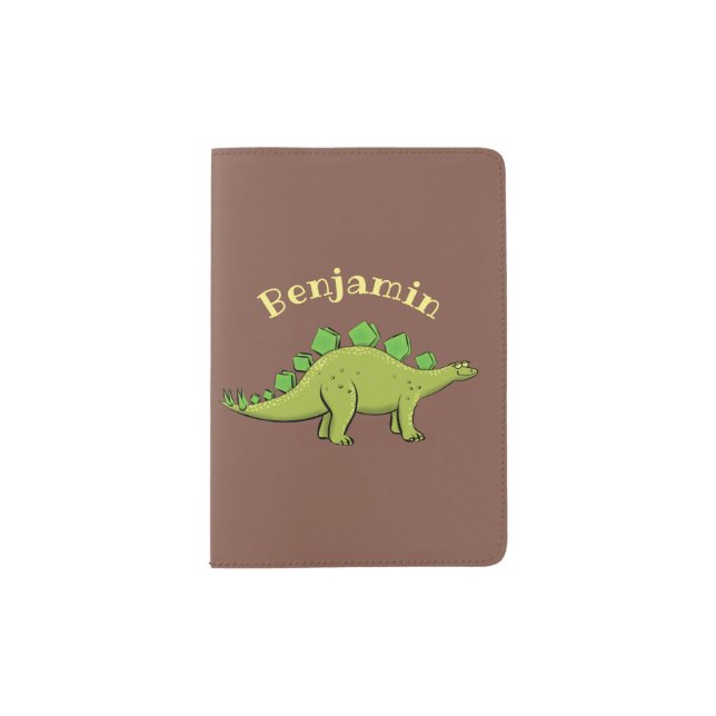 Funny stegosaurus dinosaur cartoon passport holder (Front)