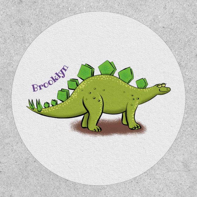Funny stegosaurus dinosaur cartoon patch (Front)