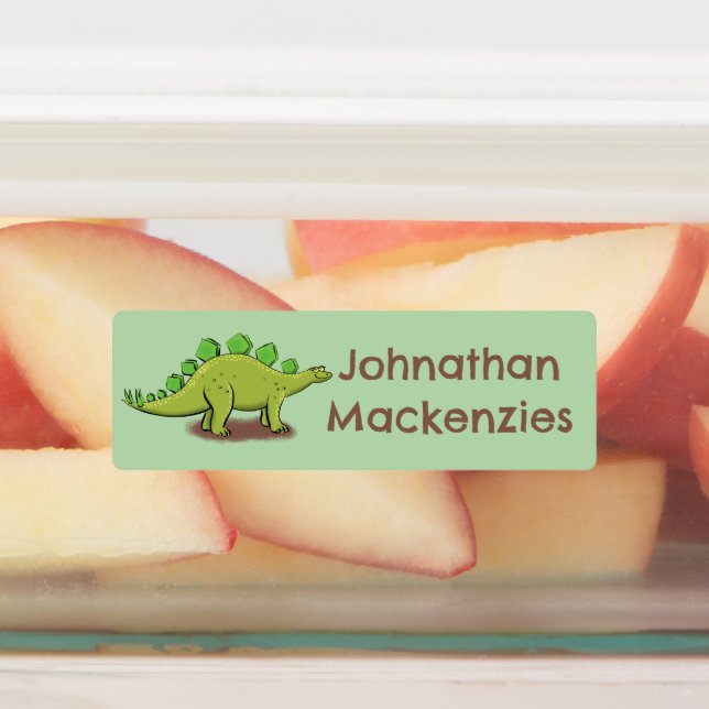 Funny stegosaurus dinosaur cartoon personalized labels (Affixed)