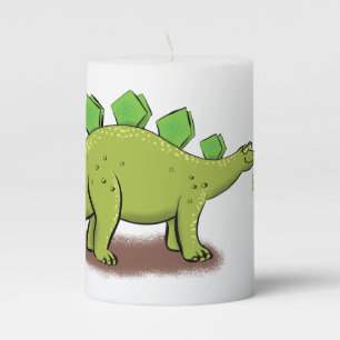 Funny stegosaurus dinosaur cartoon pillar candle